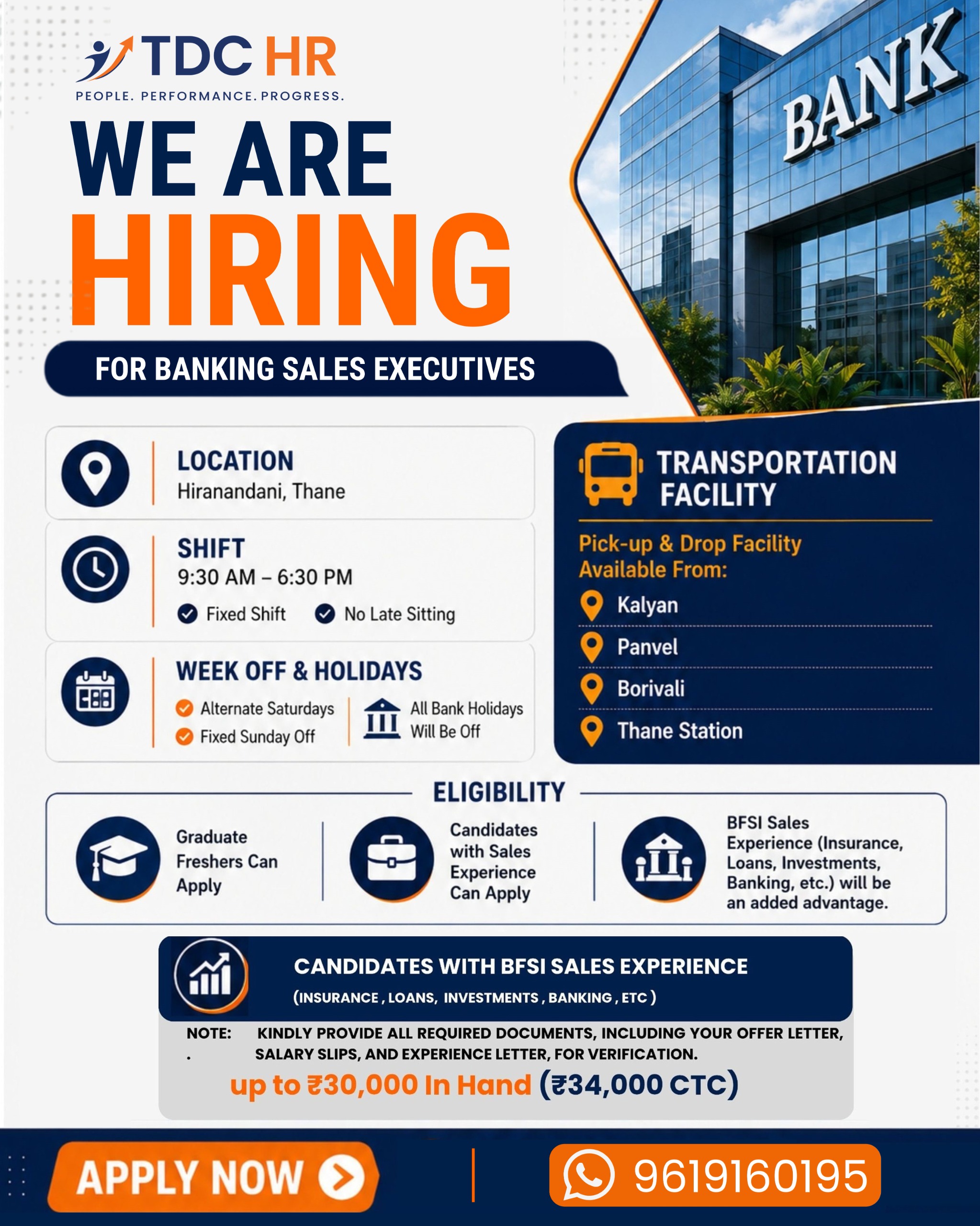 Banking Sales Executives at TDC HR