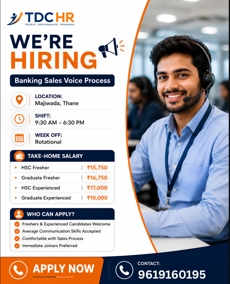 Banking Sales Executive – Voice Process at TDC HR